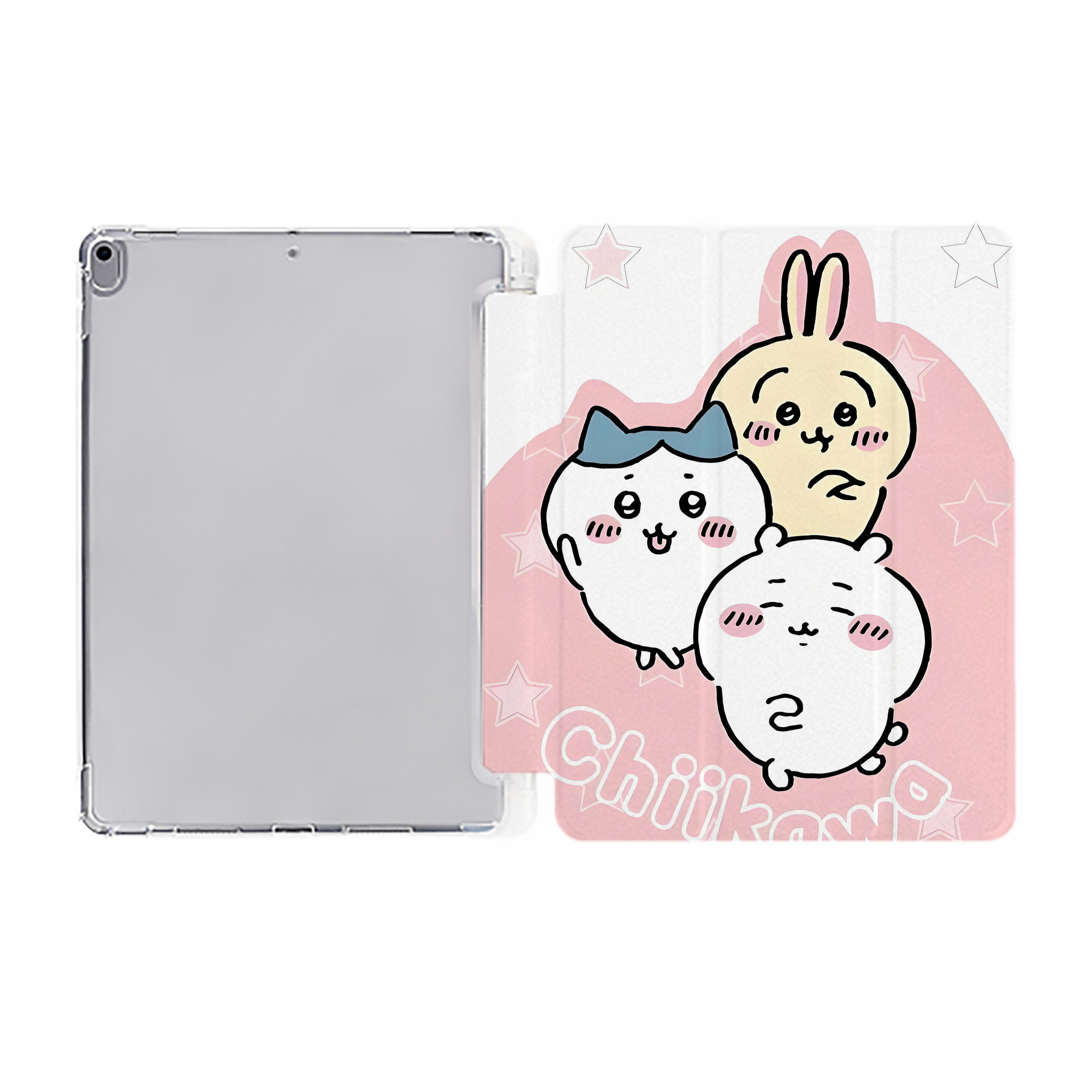（画像用） ちいかわ Chii-kawa IPad ケース ペン収納付き 三つ折りスタンド PUレザー×シリコン 対応機種9.5/10.5/10.9インチ